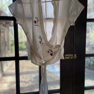 Vintage Linen Wrap Top